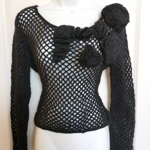 Nicowa crop top sweater Black Angora Size 10 🆕